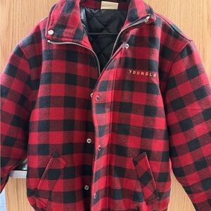 YoungLA Red and Black Checkered Bomber Jacket